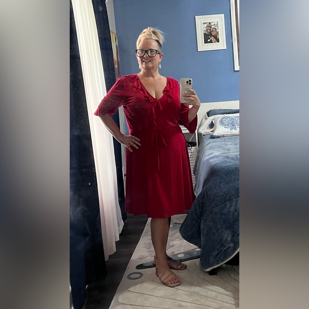 Red New York & Co dress Womens size XXL